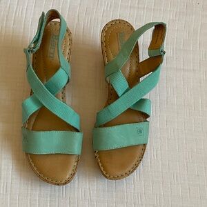 BORN  Mint Green Crisscross Slingback Espadrille Sandals
